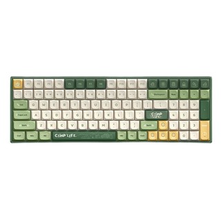 IQUNIX F97 露营 100键 2.4G蓝牙 多模无线机械键盘 绿白色 Cherry茶轴 RGB