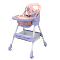 BeBeMorning 小主早安 儿童餐椅 折叠款 粉紫色