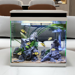 SUNSUN 森森 超白玻璃一体小鱼缸HNE380款小型桌面水族箱免换水金鱼缸水族箱