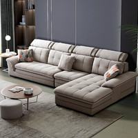 SUNHOO 双虎-全屋家具 现代简约 皮布沙发 头枕可调节 四色可选 可拆洗505