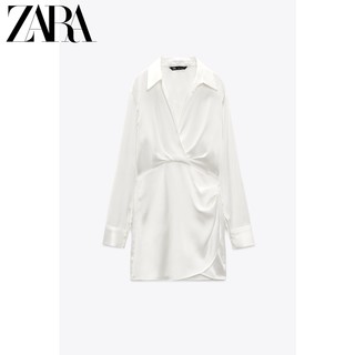 ZARA新款 TRF 女装 白色丝缎质感短连衣裙 9492331 250