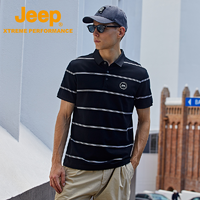 抖音超值购：Jeep 吉普 透气休闲短袖条纹Polo衫J122094586
