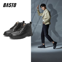 BASTO 百思图 2021冬季新款商场同款牛皮高帮厚底加绒马丁靴男鞋A6403DD1