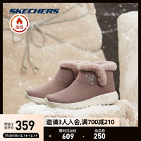 SKECHERS 斯凯奇 秋冬雪地靴女冬加绒保暖一脚蹬棉鞋印花百搭小短靴