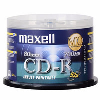 麦克赛尔（maxell）DVD-R光盘 刻录光盘 光碟 空白光盘 可打印光盘 A级M2系列16速4.7GB 桶装50片 CD-R 50片装 可打印 台产