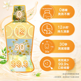 Colgate 高露洁 沁爽橙花味漱口水500ml 3瓶装 便携装0酒精清新口气防蛀