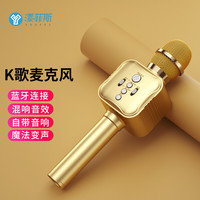 YOUFES 漾菲斯 H6 全民K歌手机麦克风话筒音响一体唱吧无线蓝牙家用电视唱歌儿童话筒 玫瑰金 土豪金