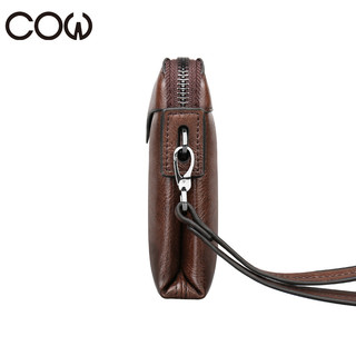 法国COW 男士手包时尚手抓包多功能大容量商务休闲手拿包 C-8609手包 咖啡棕