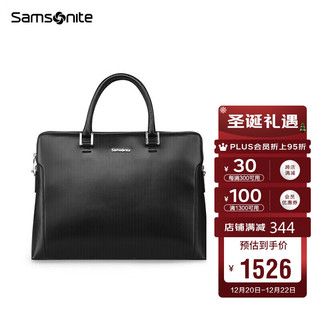 Samsonite 新秀丽 公文包男士商务手提包横款皮包单肩包笔记本电脑包优雅成熟BN7*09001黑色