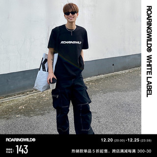 ROARINGWILD 男女款圆领短袖T恤 ORW221401-BL 黑色 XXL