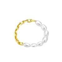 MONOLOGUE 独白 MA1721 女士时尚18K黄金珍珠戒指 7号 0.3g