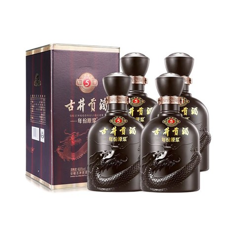 省194.4元】年份白酒_古井贡酒年份原浆古5 40.6%vol 浓香型白酒425ml*4