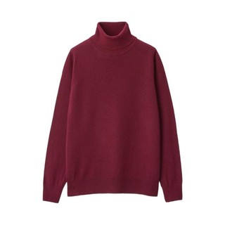 MUJI 无印良品 女士高领毛衣 W9AA871 紫红色 XXL