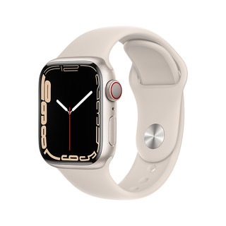 Apple 苹果 Watch Series 7 智能手表 45mm GPS+蜂窝网络款 星光色铝金属表 星光色运动型表带 (血氧)