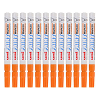 uni 三菱铅笔 PX-21 单头油性记号笔 橙色 12支装