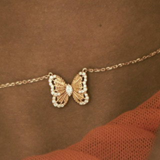 DE BEERS 戴比尔斯 Butterfly蝴蝶系列 J5PN11M00K 蝴蝶18K玫瑰金钻石项链 0.22克拉 45cm