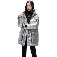 YAYA 鸭鸭羽绒服 女士短款羽绒服 DYP86B0250 银白色/黑色 L