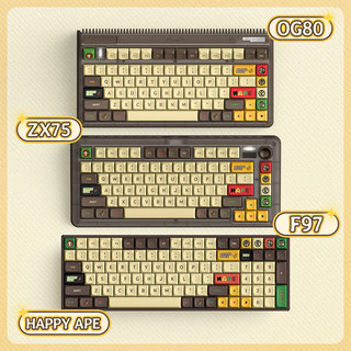乐人猿系类 机械键盘 三模热插拔客制化键盘 无线蓝牙游戏键盘 66键电脑键盘 ZX75乐人猿 TTC 金粉轴RGB版