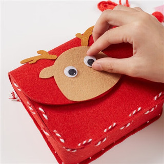 KIDNOAM国潮母婴圣诞节小礼物儿童玩具手工diy制作材料包小鹿背包幼儿园派对布置 圣诞红色麋鹿款