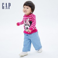Gap 盖璞 迪士尼联名新生婴儿米妮粉条纹毛衣706723 冬季款童装纯棉上衣