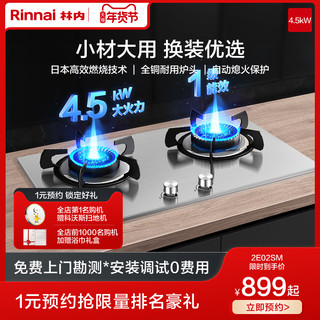 Rinnai 林内 2E02SM 燃气灶双灶 嵌入式天然气灶具家用节能猛火灶