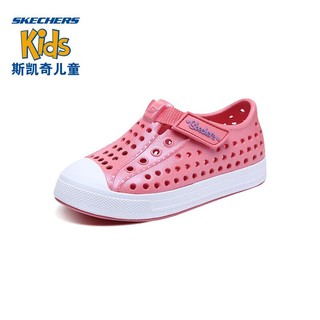 SKECHERS 斯凯奇 童鞋女小童防滑凉鞋夏宝宝透气洞洞包头鞋沙滩鞋 粉红色 21