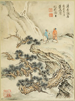 朶雲軒 萧家声《清音激石》26.3X18.8cm 仿绢纸 山水小品海派字画