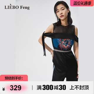 LIEBO 裂帛 Feng2022年新商场同款民族风设计感一字肩修身连身裤