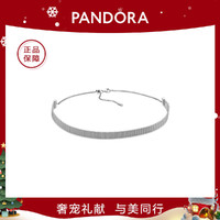 PANDORA 潘多拉 编织925银项链女时尚锁骨链百搭chocker