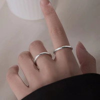 MOEFI 茉妃 s999纯银素圈戒指男女轻奢高级感足银食指戒时尚个性小众指环