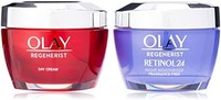 OLAY 玉兰油 Retinol 24 晚霜 + Regenerist 面霜套装，细纹和皱纹明显改善，提亮肤色和保湿，2x 50 毫升
