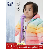 Gap 盖璞 新生婴儿冬季款2022迷彩熊耳防雨加绒羽绒服外套400271儿童装 彩虹色 73cm(6-12月)
