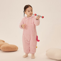 woobaby babycare旗下婴儿衣服冬季新生儿宝宝羊羔绒冬装外穿爬服童装