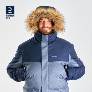 DECATHLON 迪卡侬 保暖棉服外套秋防风户外上衣男加绒加厚登山服QUMM 深蓝色 L