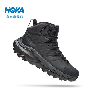 HOKA ONE ONE 男女款卡哈2中邦徒步鞋Kaha 2 GTX皮革减震防水支撑 流沙色/蛋酒色-男女款黑色 / 黑色-男