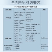 JQJQ 苹果数据线PD20W 安卓快充数据线 适用iPhone13/12Pro Max/11/Xs/XR/8手机车载充电线器平板iPadPro/Air