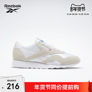 Reebok 锐步 Classic Nylon 中性休闲运动鞋 FV1593 白色/淡灰色 42