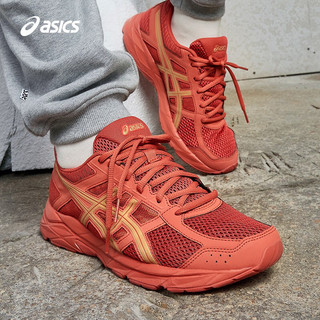 ASICS 亚瑟士 男鞋透气跑鞋运动鞋缓震舒适跑步鞋 GEL-CONTEND 4  红色/金色 42.5