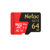 Netac 朗科 P500 超至尊 PRO Micro-SD存储卡 64GB（V30、U3、A2）