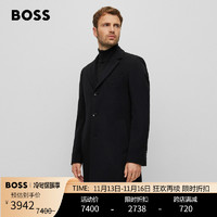 HUGO BOSS 22男士秋冬新款羊毛羊绒混纺修身毛呢大衣