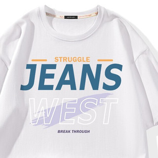 JEANSWEST 真维斯 男士圆领短袖T恤 202237-5 z镂空字款 白色 6XL