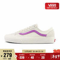 Vans范斯官方 Style 36葡萄紫清新简约男鞋女鞋板鞋 白色/紫色 34.5