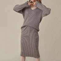 on&on; 安乃安 季新款针织毛衣套装女针织半身裙韩版两件套