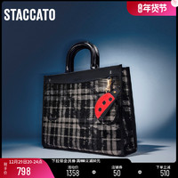 STACCATO 思加图 2022年新款复古格纹大容量托特包手提包背提包SX2756CX2