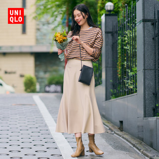 优衣库 女装 鱼尾裙 (过膝半裙百搭修身秋冬新品) 453479 UNIQLO 49 芥末色 155/64A