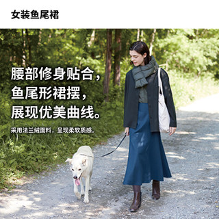 优衣库 女装 鱼尾裙 (过膝半裙百搭修身秋冬新品) 453479 UNIQLO 09 黑色 160/66A