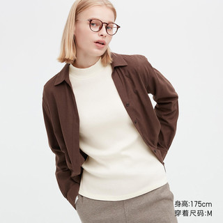 优衣库 女装 罗纹高领T恤(长袖打底 秋冬) 449880 UNIQLO 黑色 170/100B/XXL