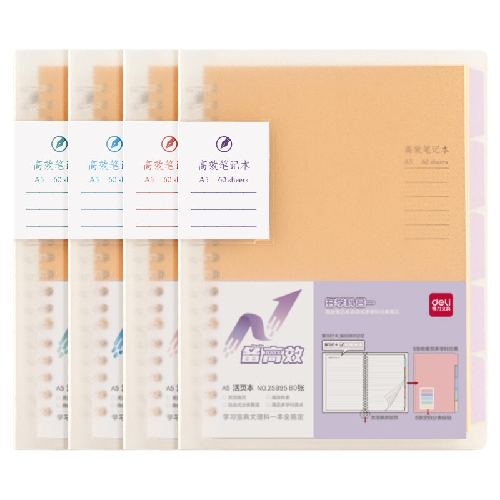 deli 得力 25995 A5活页笔记本 混色 4本装