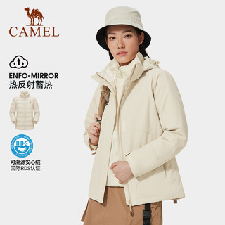 丁真同款骆驼 CAMEL户外羽绒服冲锋衣男女三合一冬季登山服外套 AD12263697-1，幻影黑金标，男女同款（内胆有热能反射科技） XS