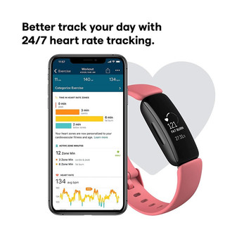 Fitbit 乐活Inspire 2 智能手环运动健身追踪器24x7心率跟踪 步数距离卡路里睡眠跟踪 粉色 促